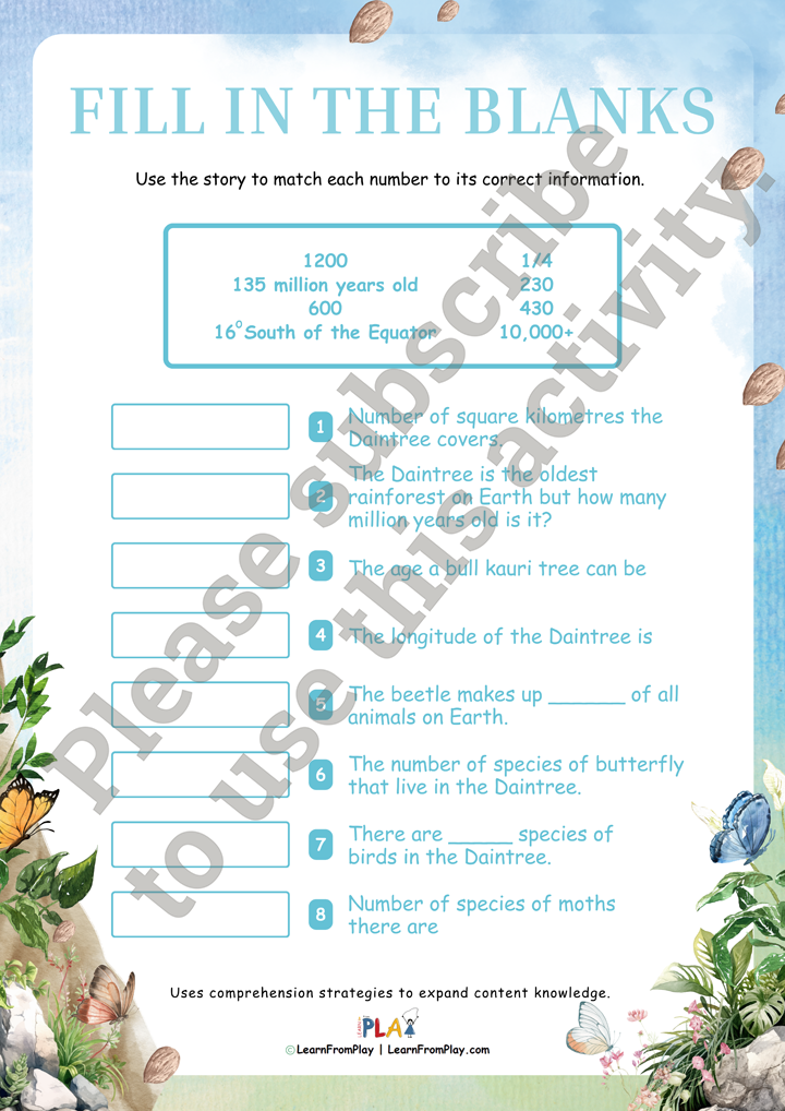 Seed To Sky - Fill In The Blanks Answer