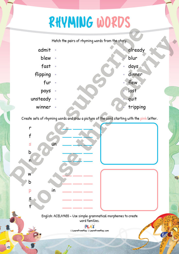 The Speedy Sloth - Rhyming Words