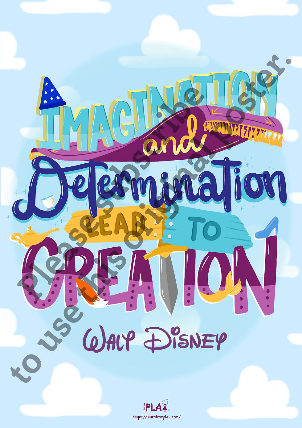Original Artwork Poster – Imagination + Determination