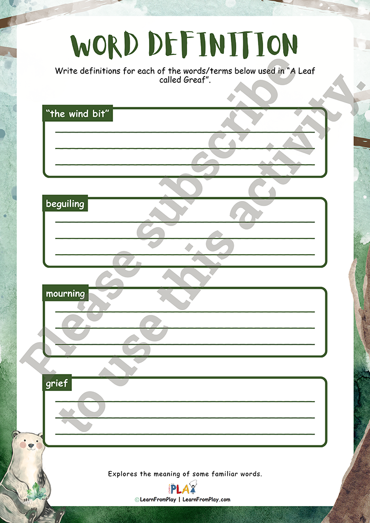 A Leaf Called Greaf - Word Definition