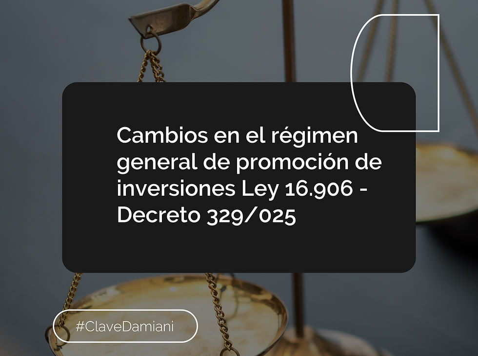 Cambios en el régimen general de promoción de inversiones Ley 16.906 - Decreto 329/025