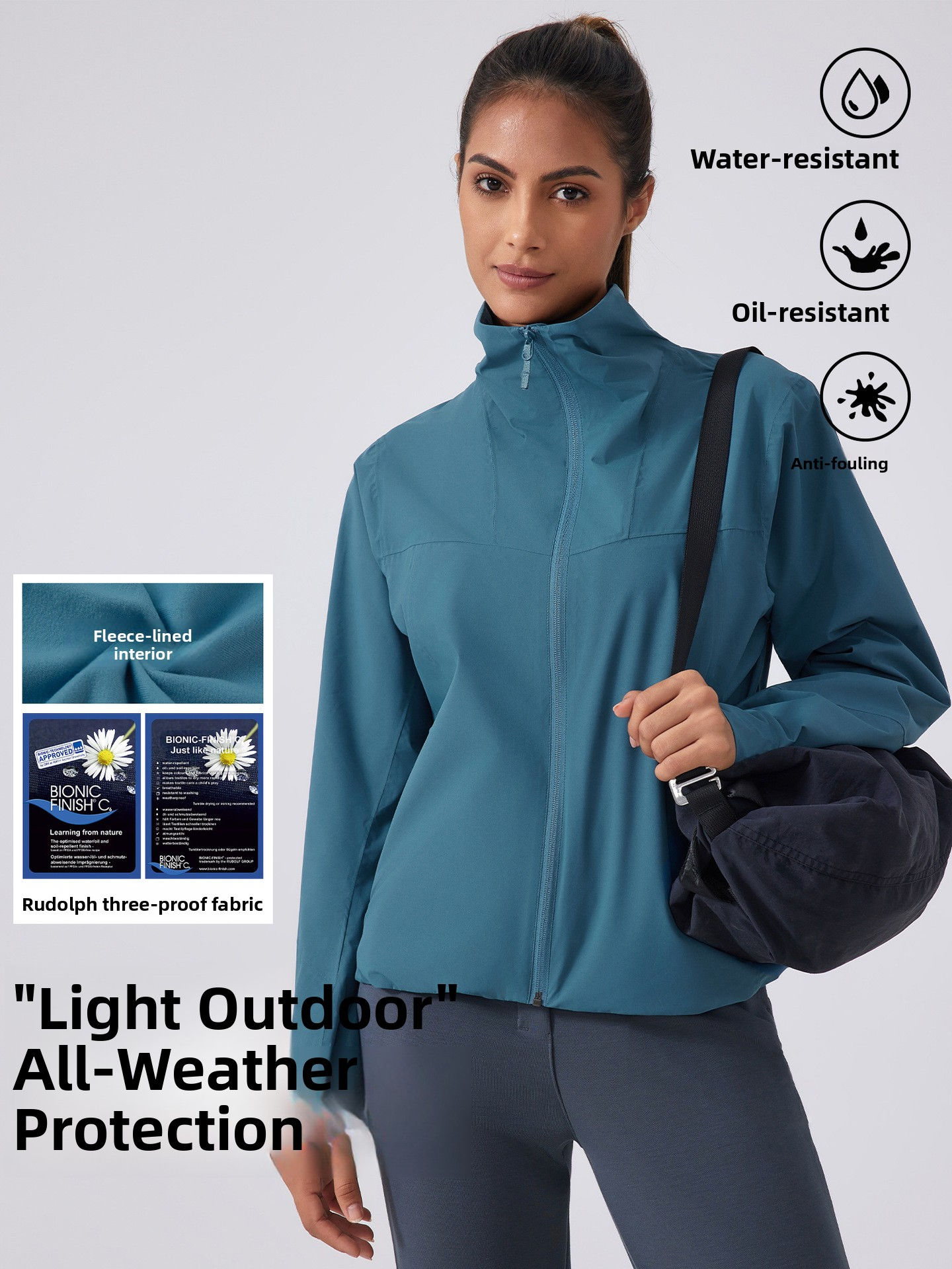 Women's Soft Shell Windproof Waterproof Breathable Fleece-Lined Sports Jacket