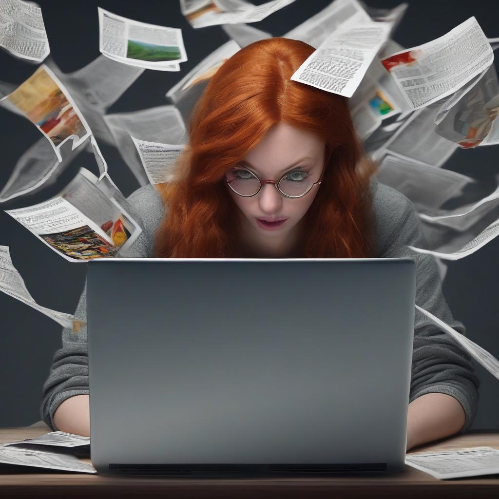 tab overload woman staring at laptop