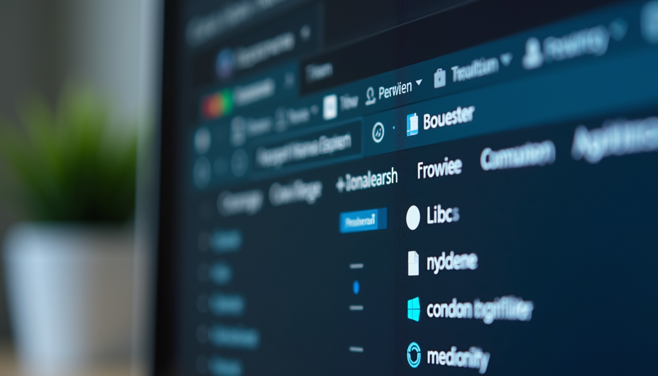 Close-up view of a computer screen showing neatly organized browser tabs