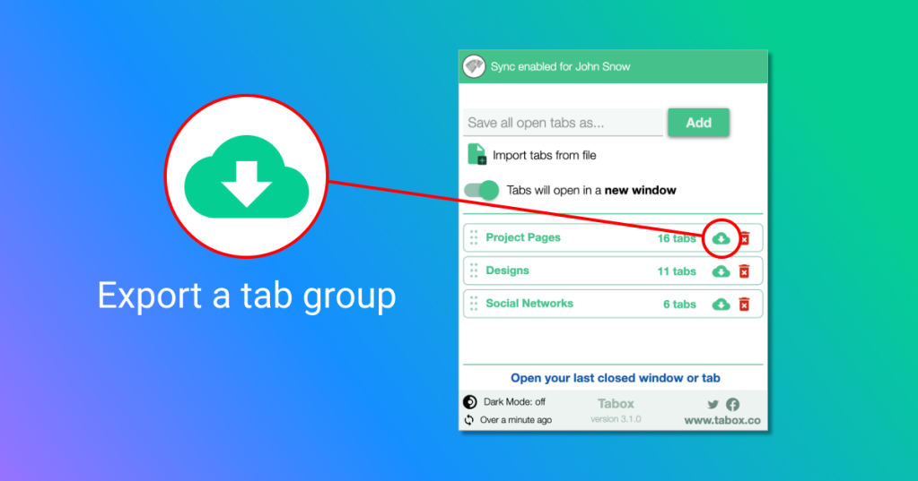 Export tab group in Tabox