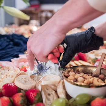 Grazing board with artisan cheeses for a private catered event