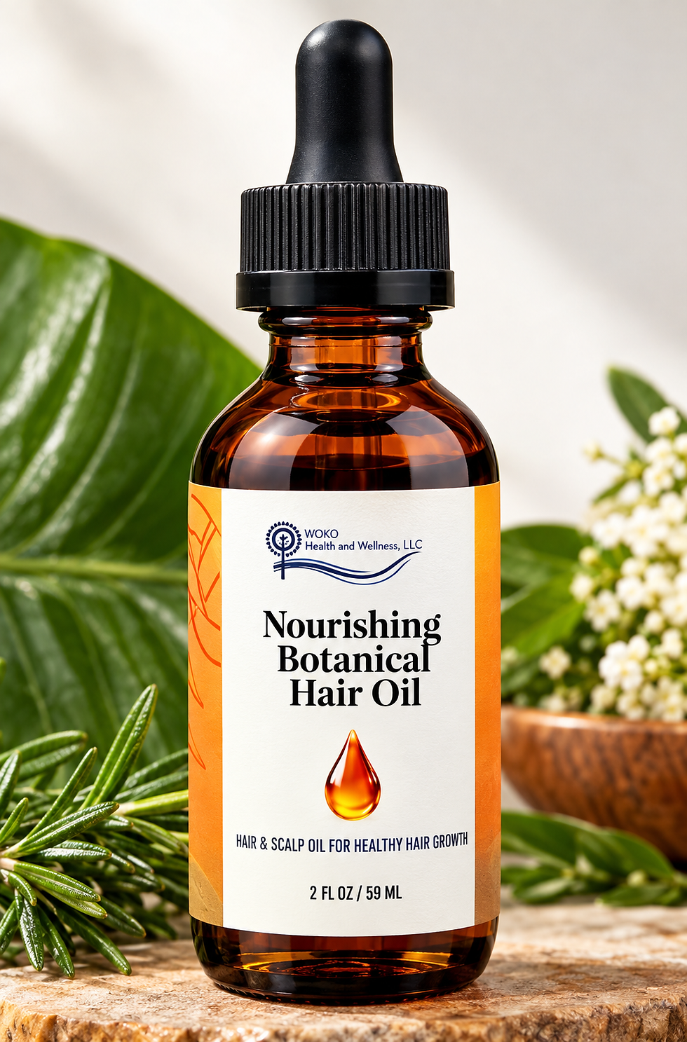 Nourishing Botanical Hair Oil for healthy hair and scalp, dry scalp remedy. Hair serum for 4C Hair