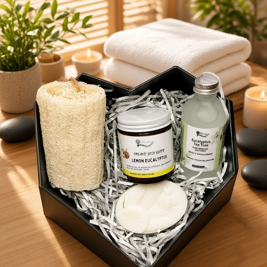 <title> Botanical Spa Gift Set for Her, Vegan Self Care Box with Body Butter and Soap </title>