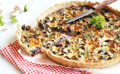 Tarte aux champignons et fromage frais
