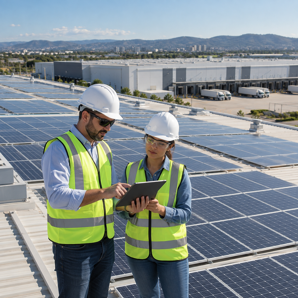 Instalação solar em cobertura para projeto empresarial