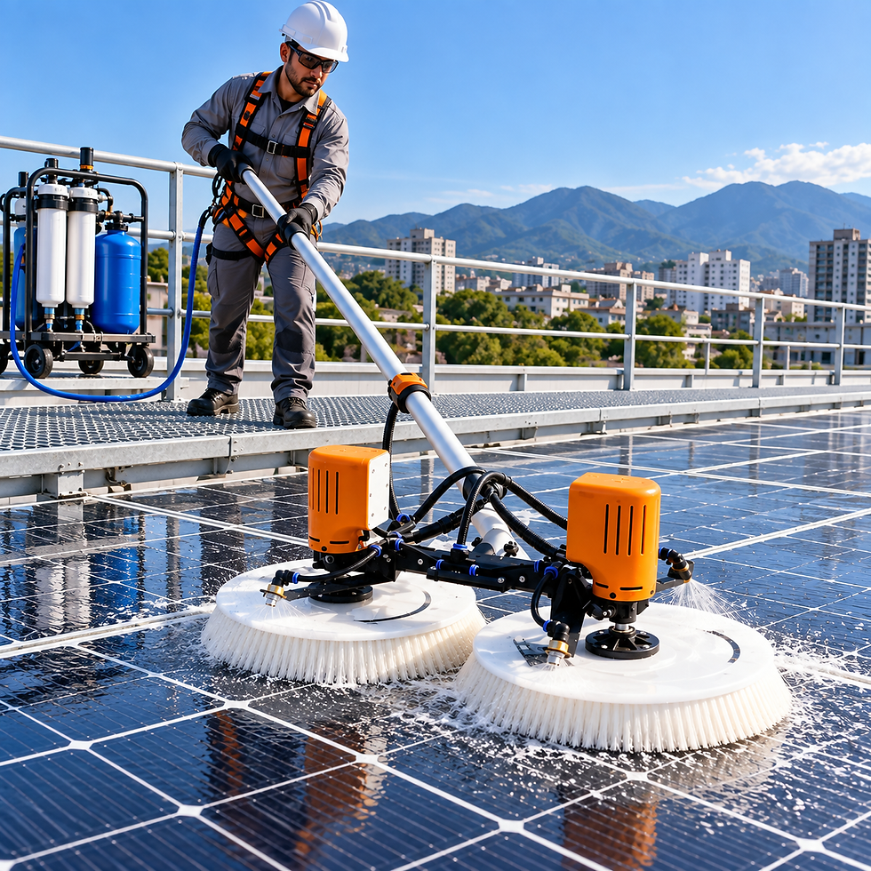 Técnico realizando inspeção e monitoramento de sistema fotovoltaico