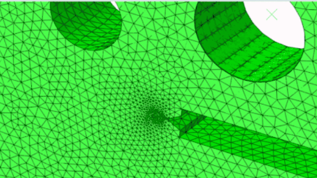 Figure 4: Animation of a local view of how the crack propagates for the modified compact tension specimen CT1.