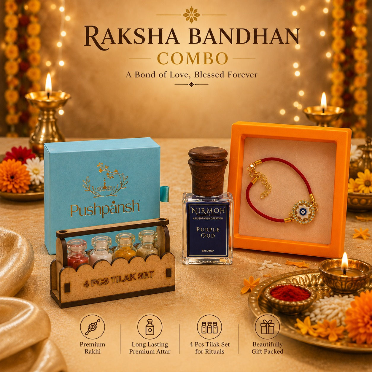Nirmoh Purple Oud Attar Rakhi Gift Box