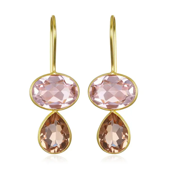 Valencia Blush & Champagne Quartz Earrings by Amelia Rose