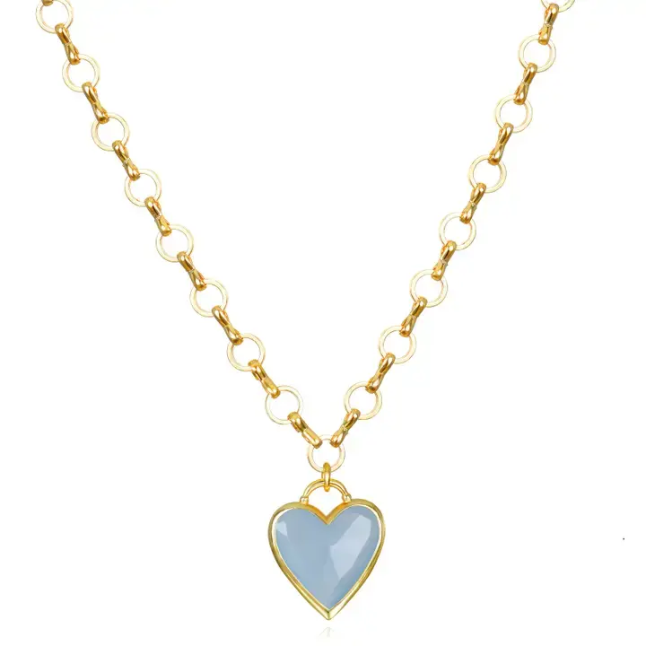 Blue Jade Heart Necklace by Amelia Rose