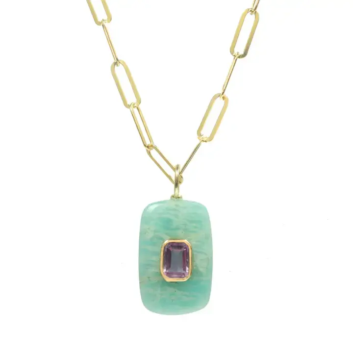Amazonite and Amethyst Necklace by Rachel Reinhardt