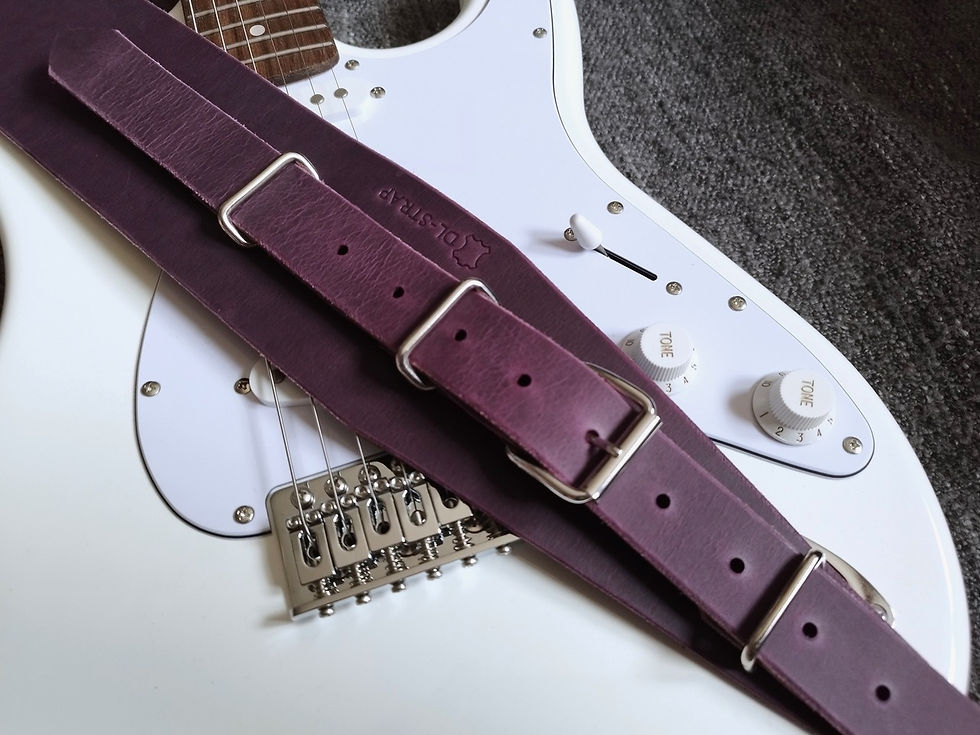 Miniature : Sangle LARGE en cuir Guitare ou Basse Purple