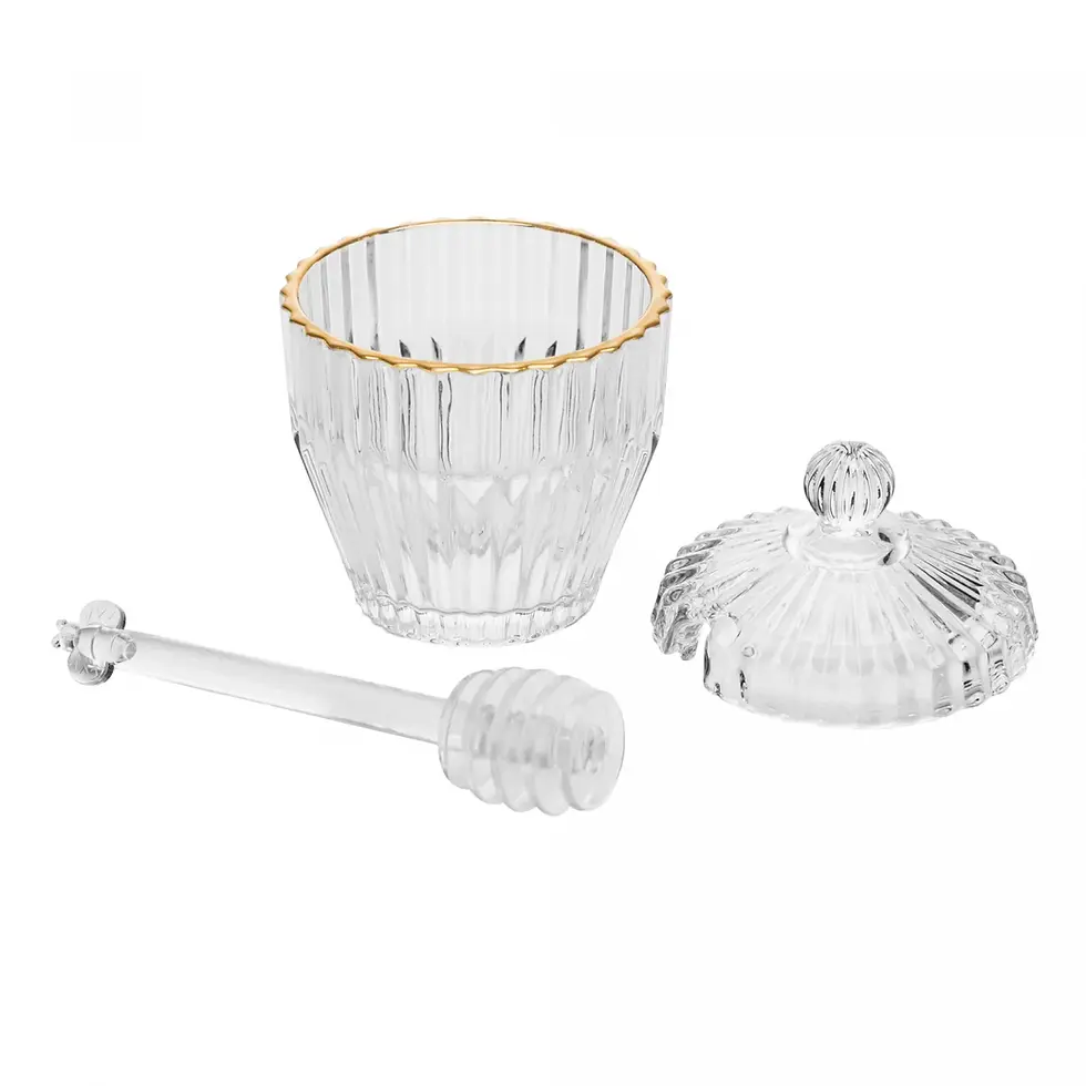 Miniatura: Meleira com Pegador e Tampa Império com Fio de Ouro 8cm x 8cm x 11cm Cristal Eco