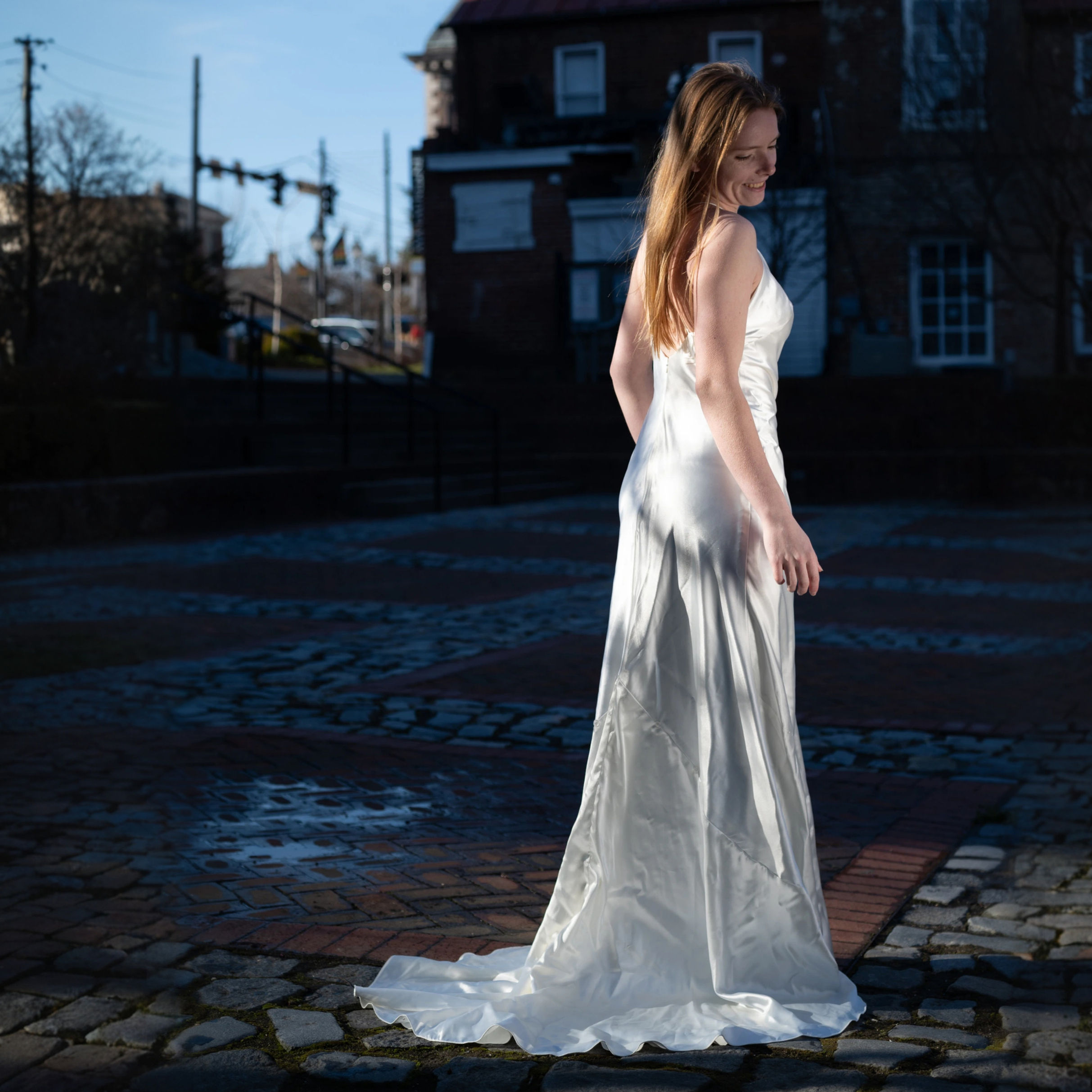 Sheath dress with Court length train