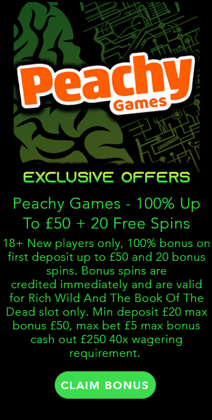 Peachy Games 100% Match Welcome Deposit Bonus Offer
