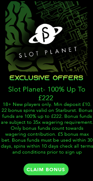 Slot Planet 100% Match Welcome Deposit Bonus Offer