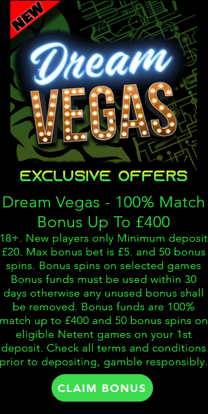 Dream Vegas 100% Match Welcome Deposit Bonus Offer