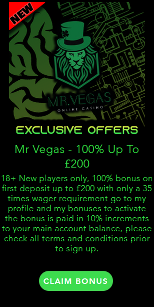 Mr Vegas 100% Match Welcome Deposit Bonus Offer
