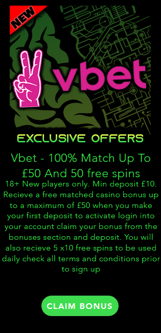 Vbet Casino 100% Match Welcome Deposit Bonus Offer