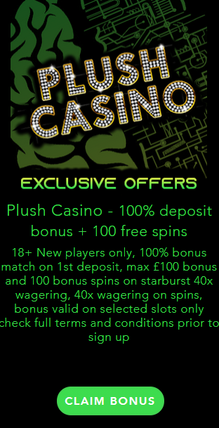 Plush casino 100% welcome deposit bonus offer