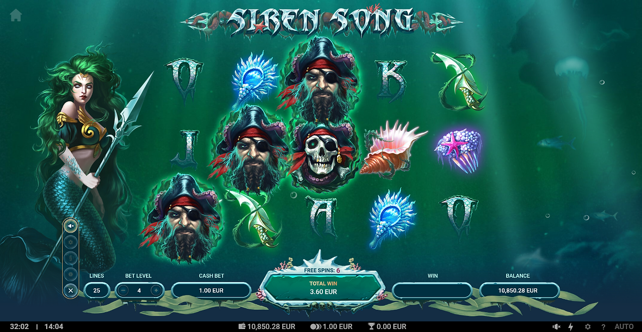 Siren Song Slot TrueLab Games Emerald Free Spins Wild Genius Gambling
