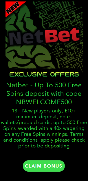 NetBet 500 Free Spins welcome bonus code