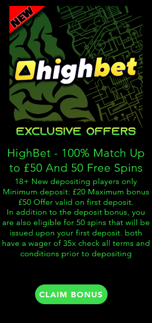 HighBet Casino 100% Match Welcome Deposit Bonus Offer