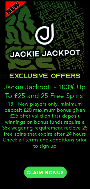 Jackie Jackpot Casino 100% Match Welcome Deposit Bonus Offer