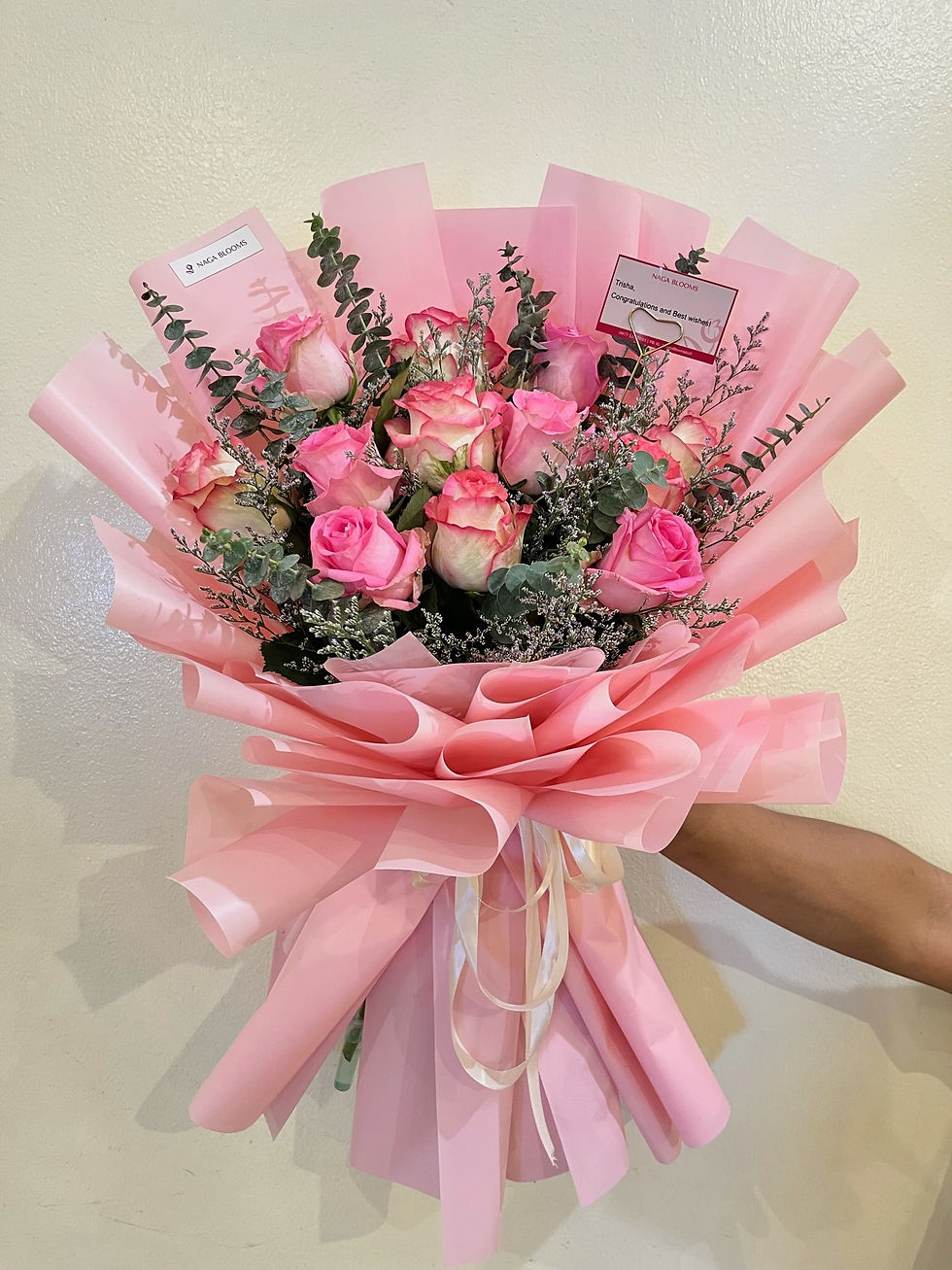 One Dozen Assorted Pink Imported Rose Bouquet