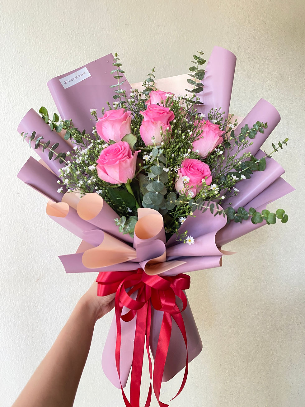 Thumbnail: Half dozen Pink Imported Roses Bouquet
