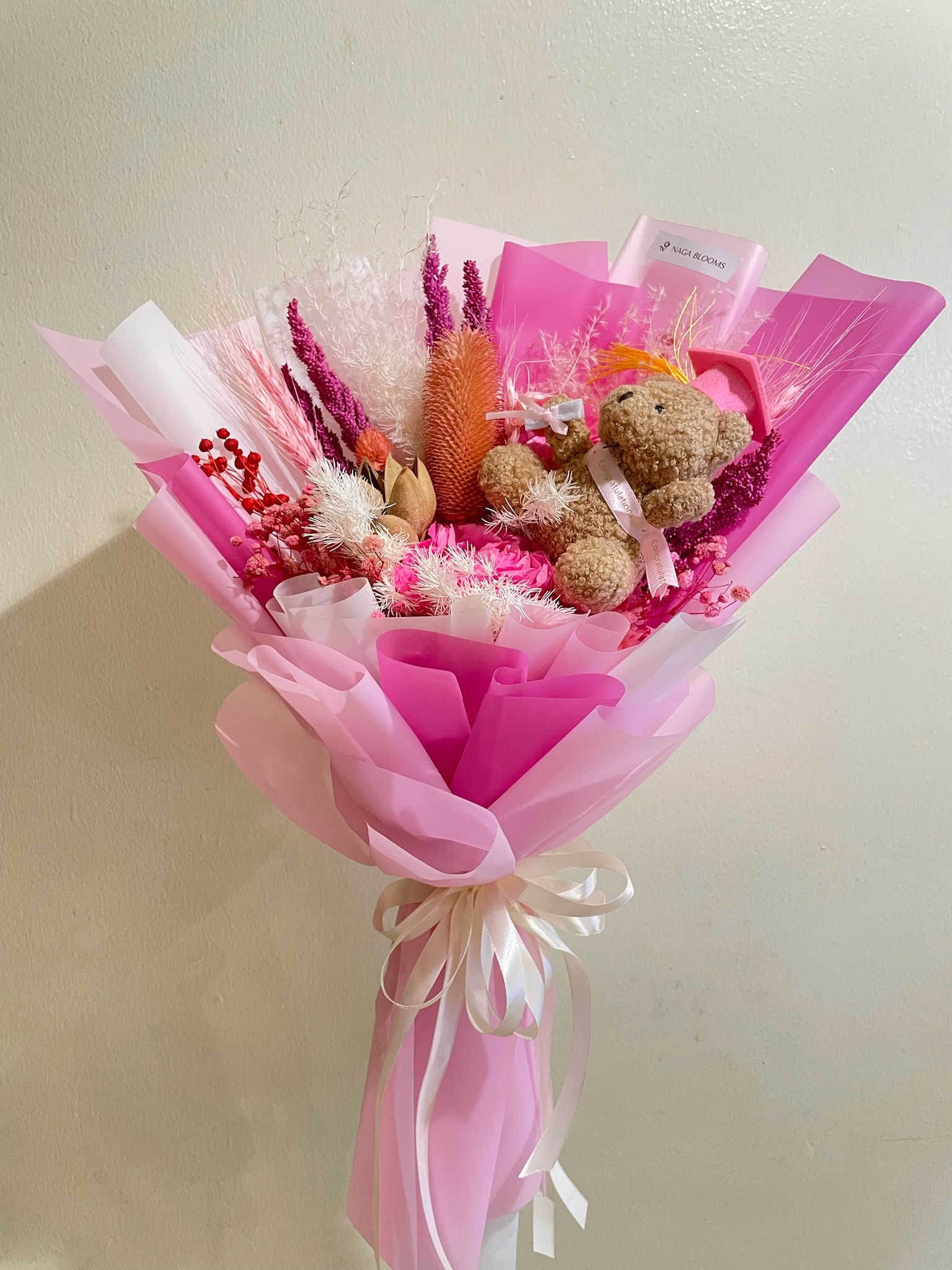 Jana Graduation Bear Dried Flower Bouquet