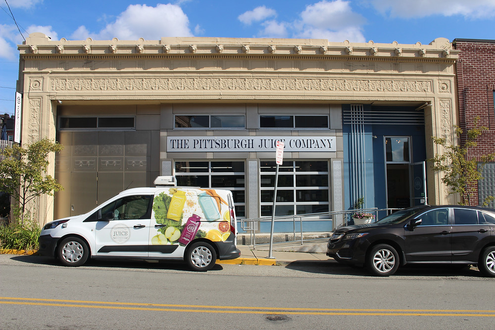 the refrigerated truck in front of Lawrenceville The Pittsburgh Juice Company