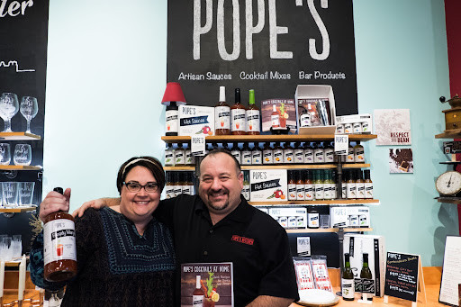 store display of Pope's Artisan Sauces