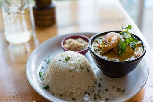 a plate of rice and shrimp stew from Casa Brasil in Pittsburgh