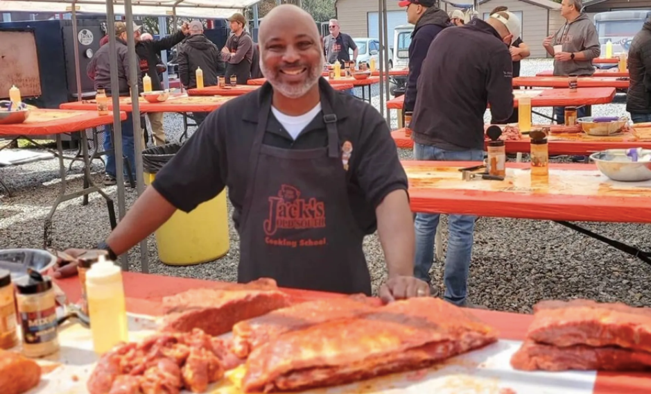 Darren Carter of Carter's BBQ in Cleveland poses with some ribs