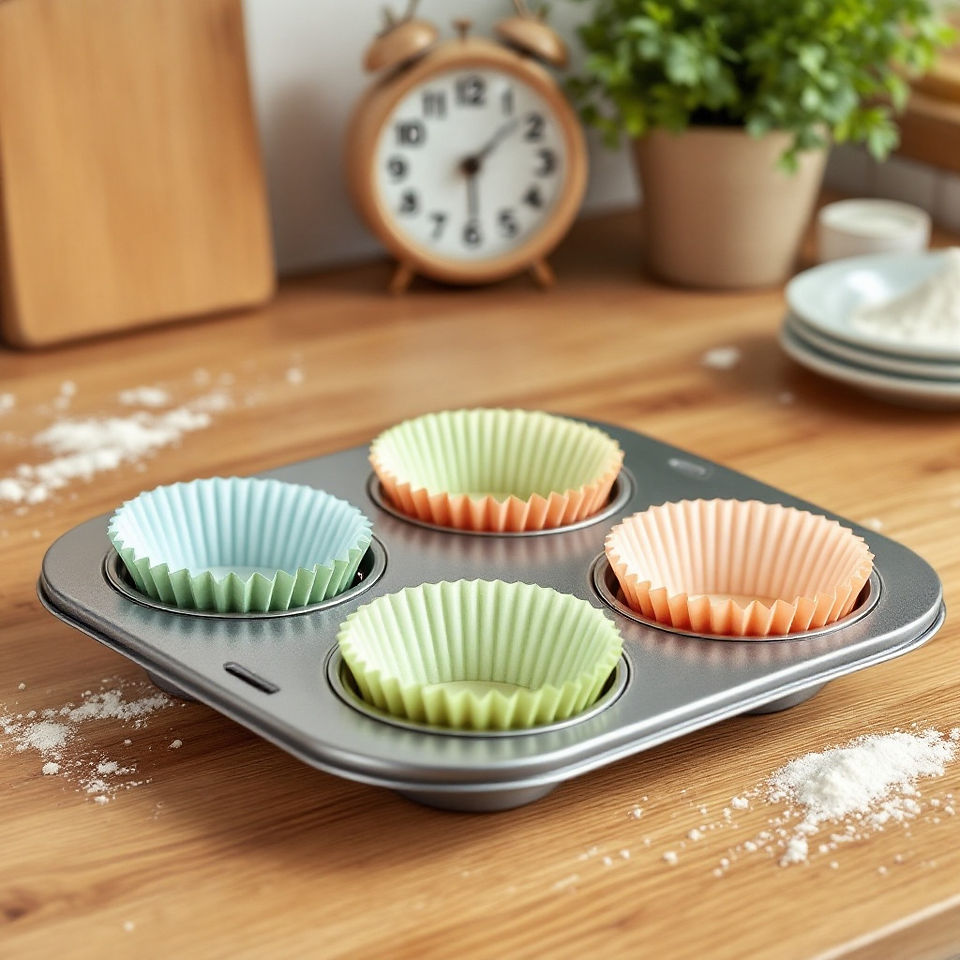 baking tray with colored molds