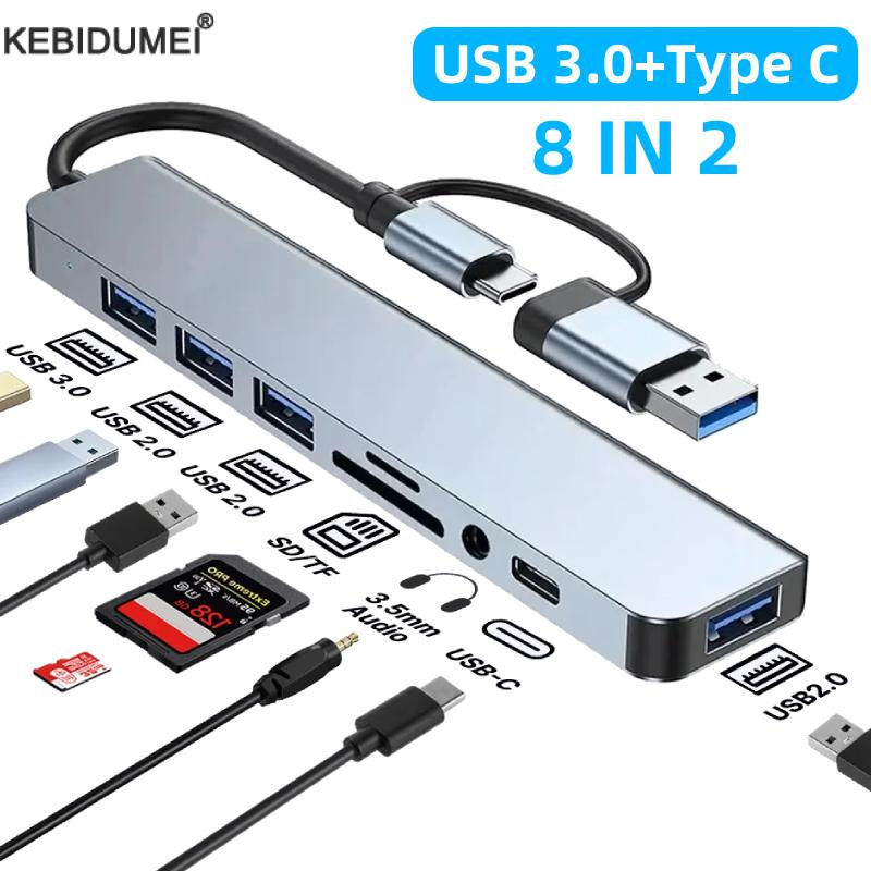 Adaptador usb 3.0 tipo c, suporte de encaixe, porta usb 2.0, leitor de cartão t