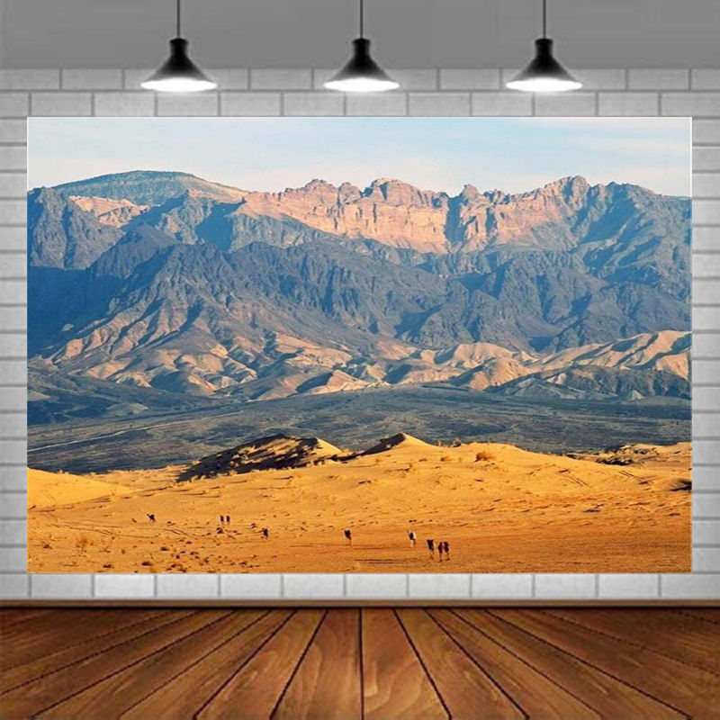 Cenário fotográfico de paisagem do deserto e montanha, cenário natural, avent