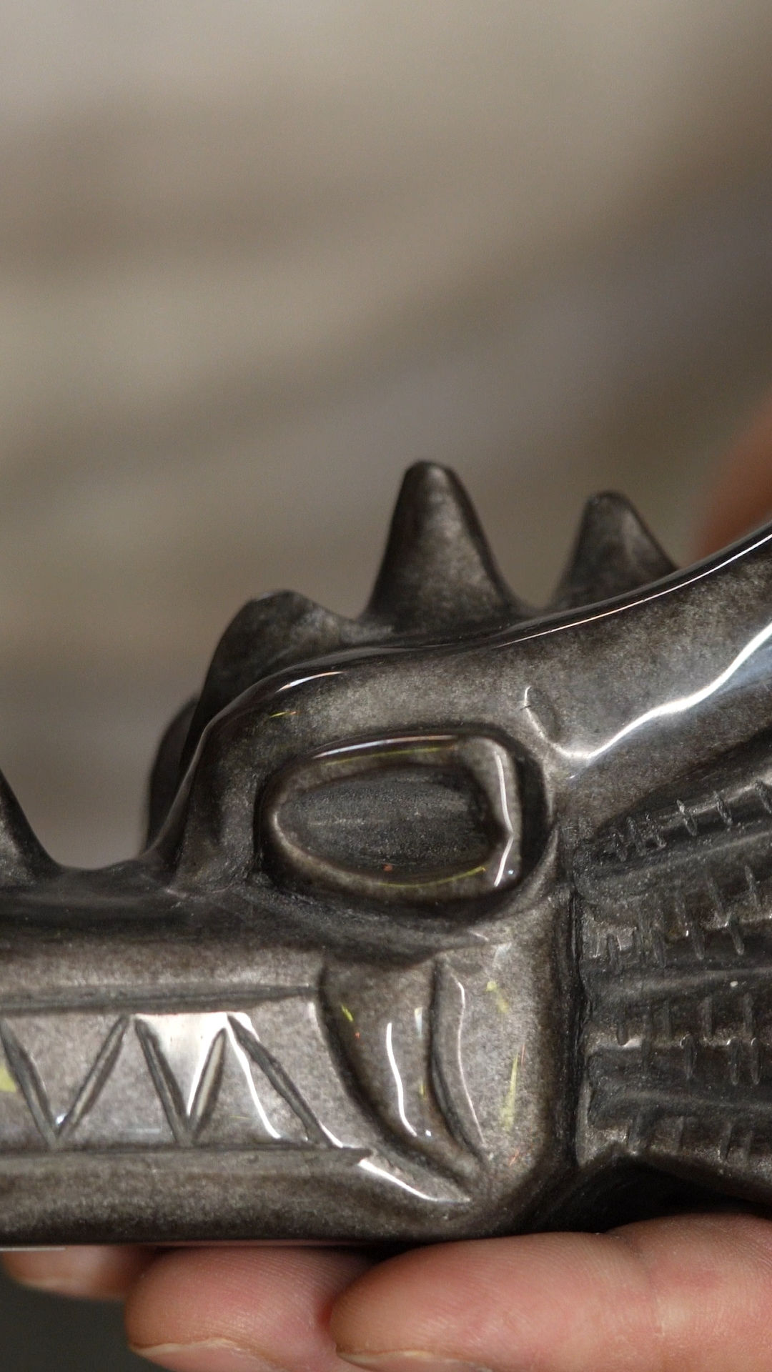 Silver Sheen Obsidian Dragon Head