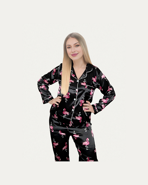 black-falmingo-satin-pyjamas