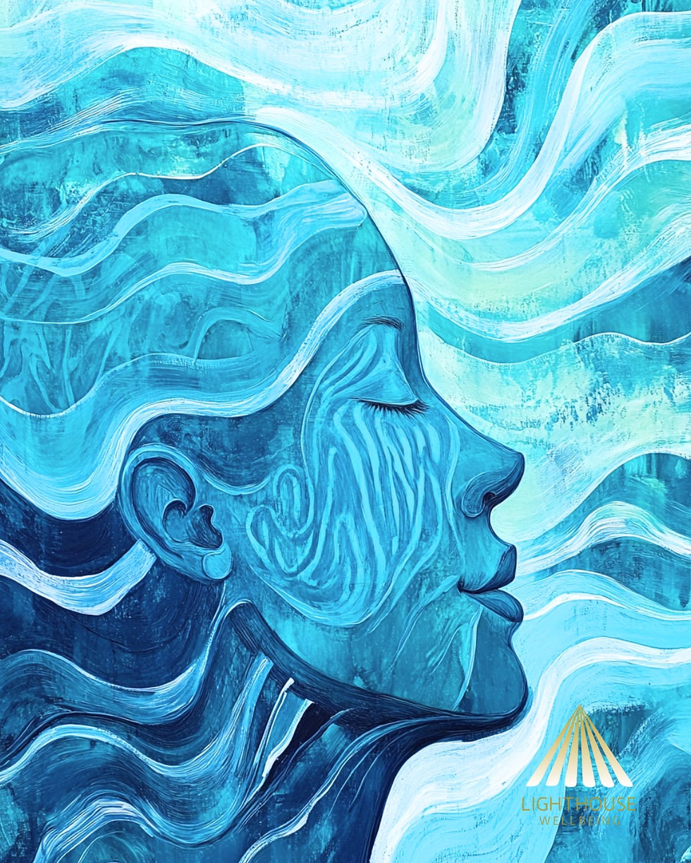 Female head with eyes closed in peaceful meditation