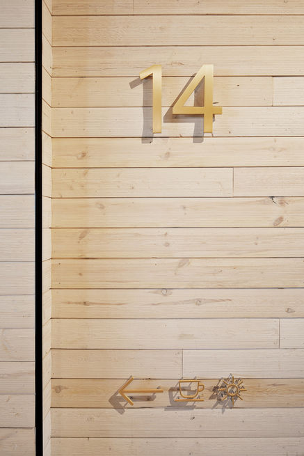 Customized logo of coffee cup and lounge area for way finding in the office of Indeed on 14th floor. Design by Perkins + Will, photography by Ines Leong / L-INES Photo