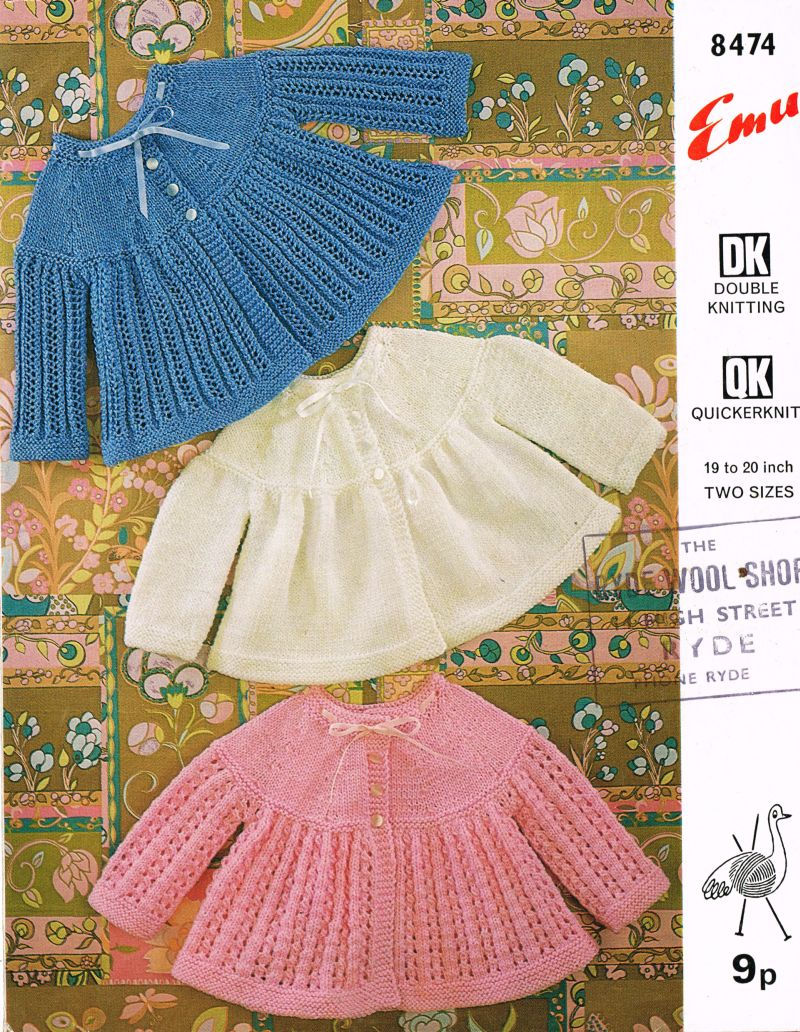 Emu 8474 baby matinee coats vintage knitting pattern  PDF Download