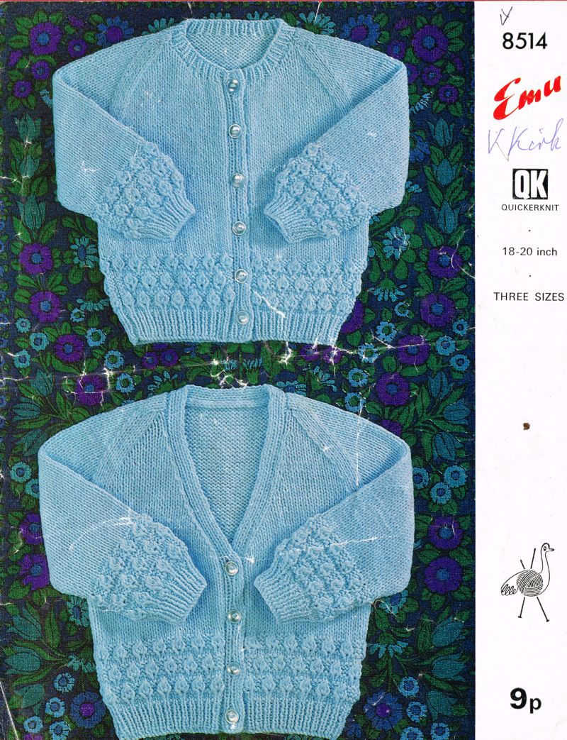 Emu 8514 baby cardigan vintage knitting pattern  PDF Download