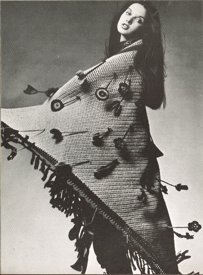 Ladies flying motif shawl vintage crochet pattern PDF Download